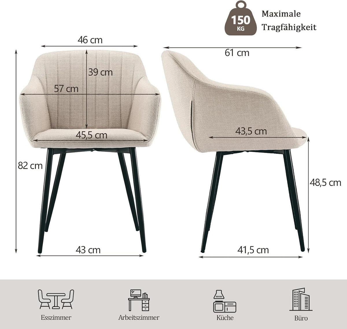Set Of Two Linen Chairs