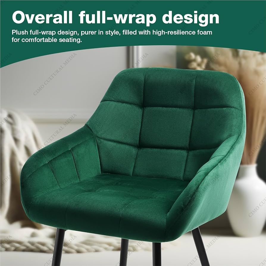 Set Of Two Green Velvet Chairs