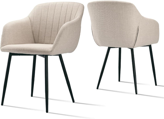 Set Of Two Linen Chairs