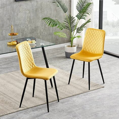 Set Of 4 Velvet Armless Chairs