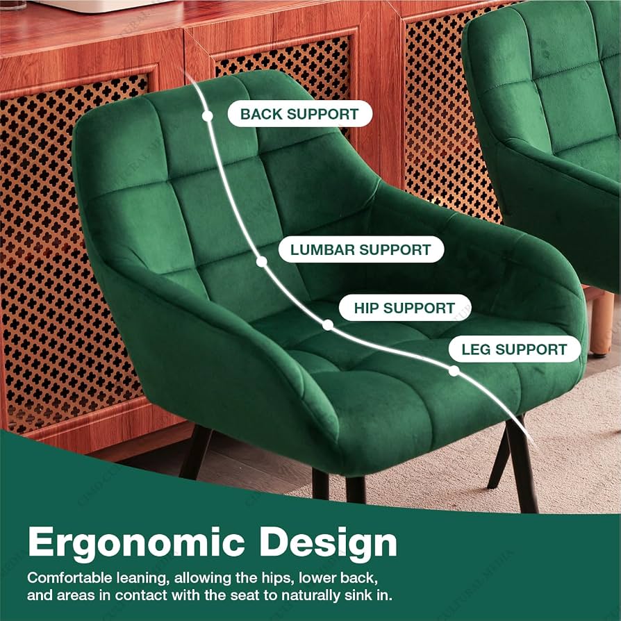 Set Of Two Green Velvet Chairs