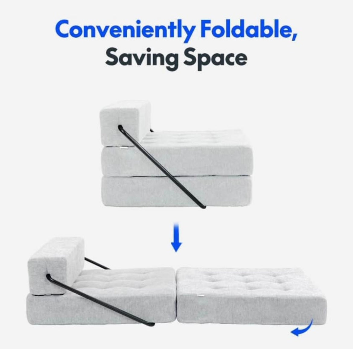 FLEXISPOT XC-T3 Folding Sofa Bed, 2-in-1 Single Sofa Chair Fold Out Sleeper Chaise Lounge for Living