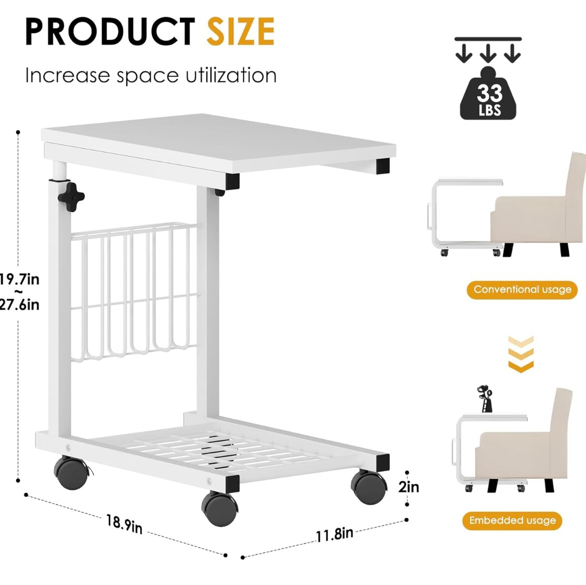 Height Adjustable End Table
