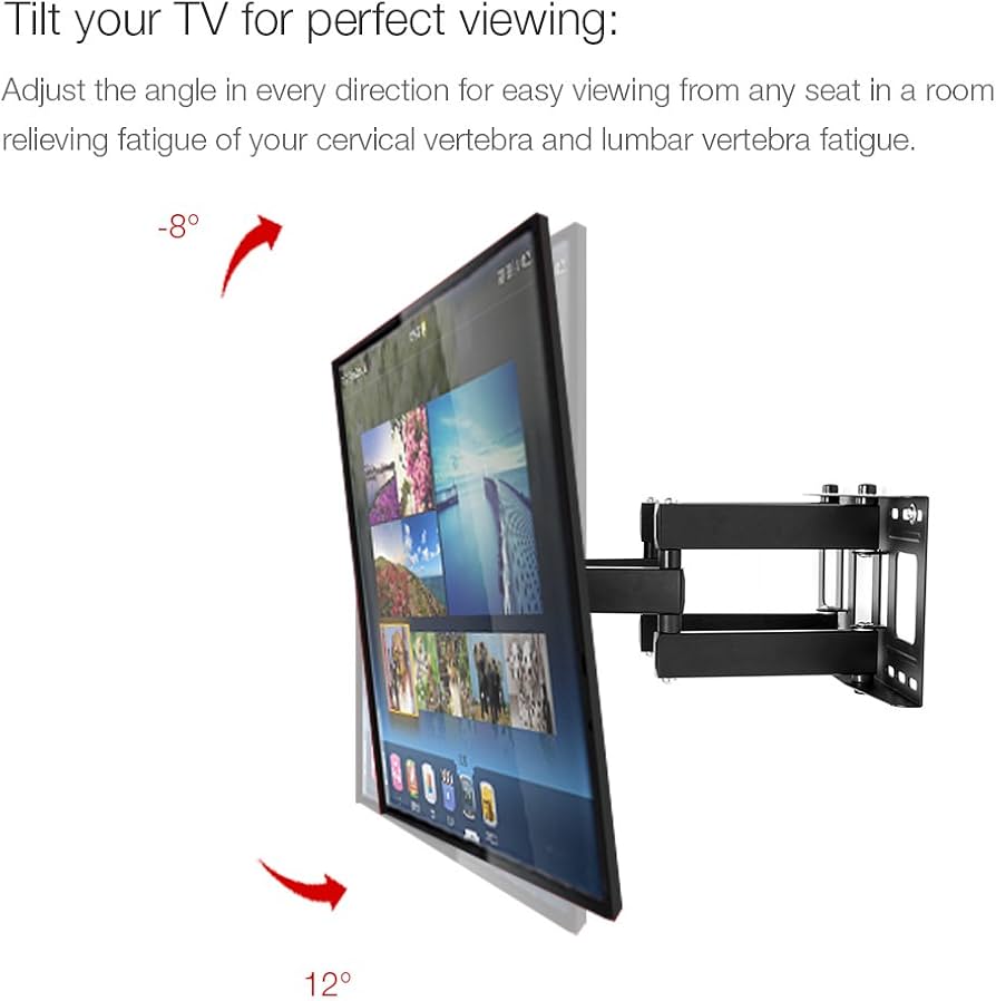 FLEXIMOUNTS A04 Full Motion Articulating TV Wall Mount Bracket for 32-65 Inch LED LCD HD 4K Plasma TV