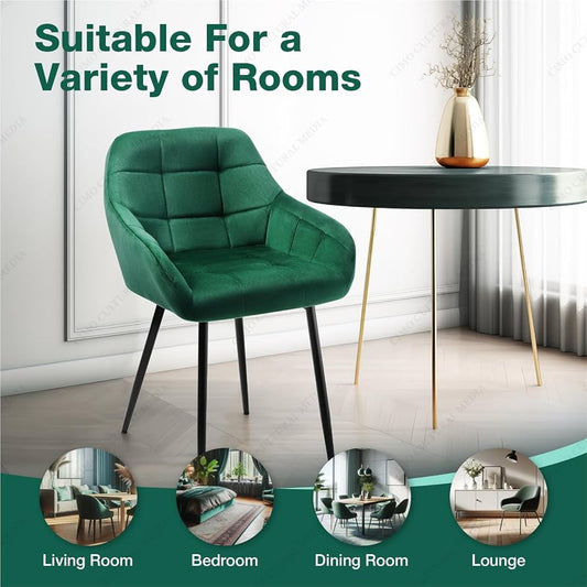 Set Of Two Green Velvet Chairs