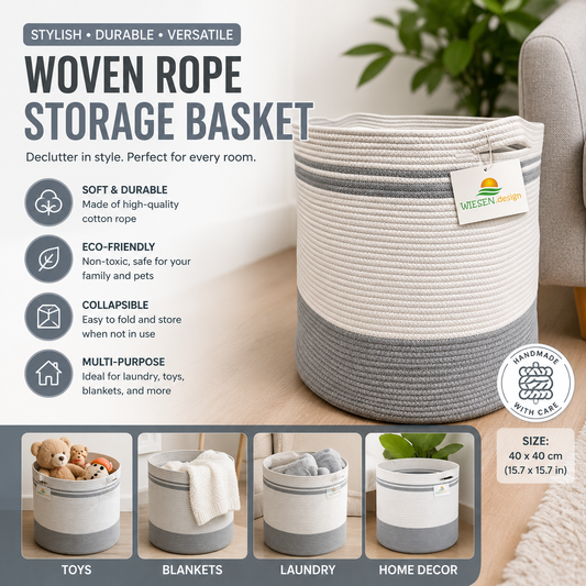 Woven Cotton Rope Storage Basket
