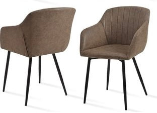 Set Of Two Brown Leather Chairs
