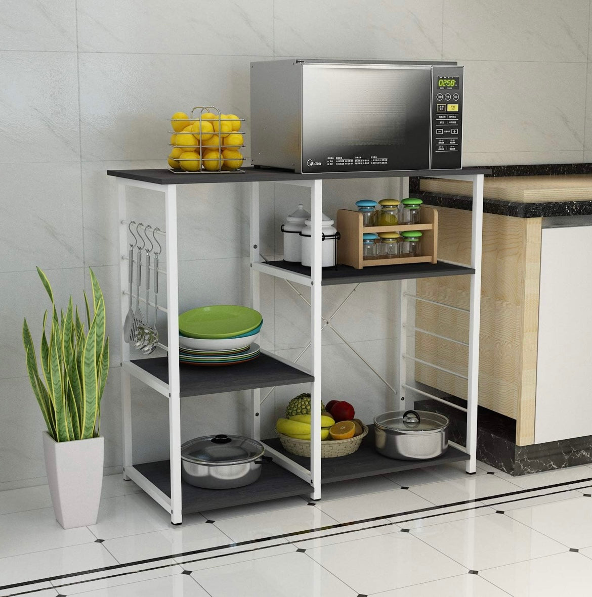 Microwave Cart Stand, Multi-Functional Kitchen Bakers Rack Utility, Kitchen Stand