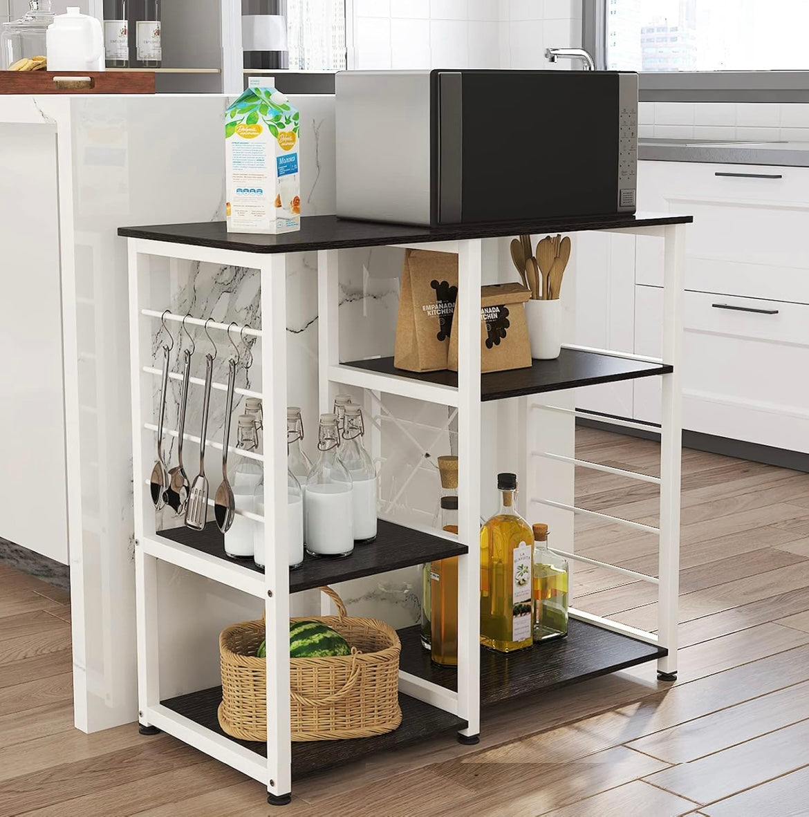 Microwave Cart Stand, Multi-Functional Kitchen Bakers Rack Utility, Kitchen Stand