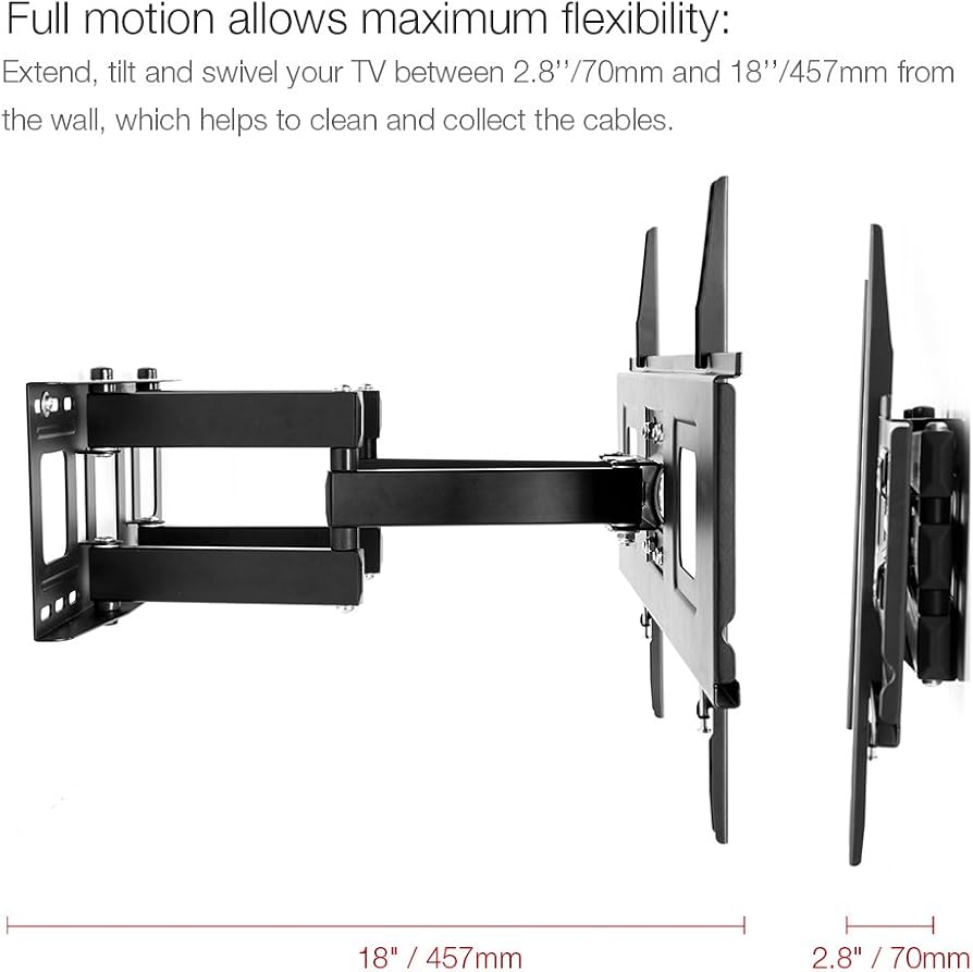 FLEXIMOUNTS A04 Full Motion Articulating TV Wall Mount Bracket for 32-65 Inch LED LCD HD 4K Plasma TV