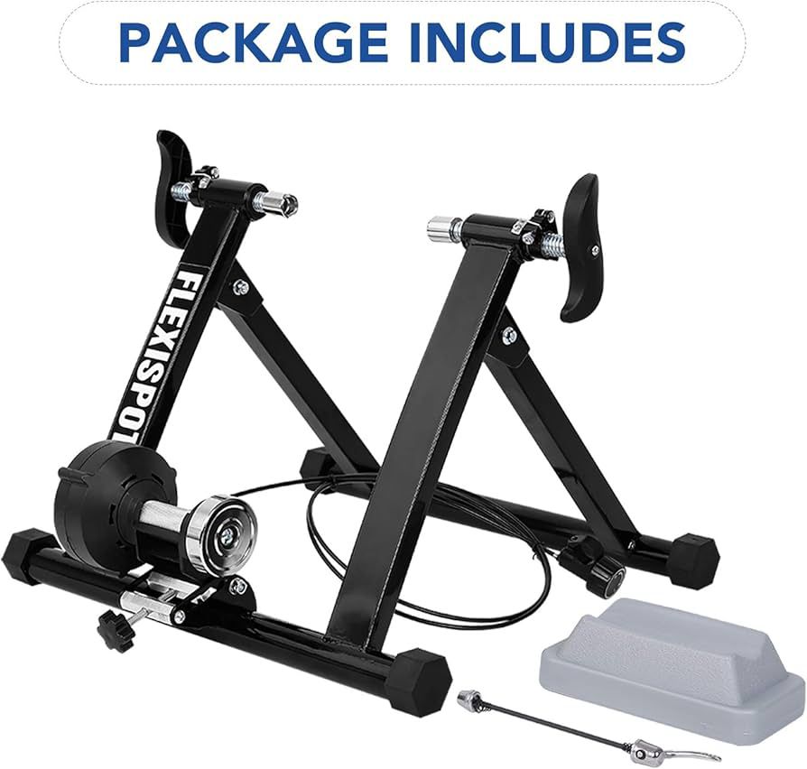 FlexiSpot Bicycle Roller Trainer Bicycle Exercise Bike Steel Exercise Bike Magnetic Stand with Noise Reduction Wheel