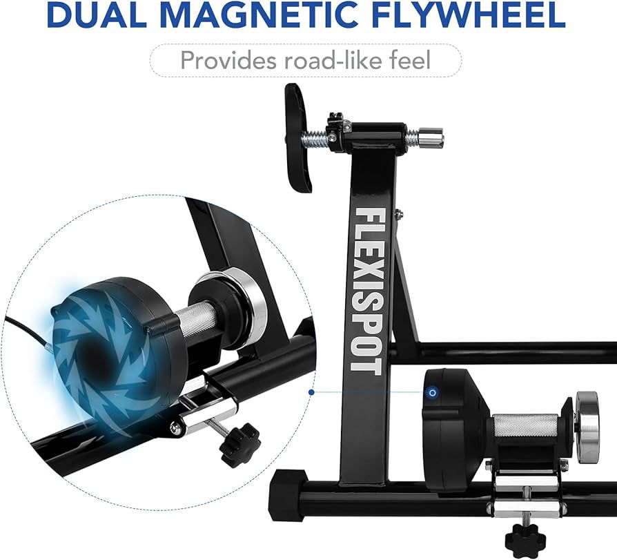 FlexiSpot Bicycle Roller Trainer Bicycle Exercise Bike Steel Exercise Bike Magnetic Stand with Noise Reduction Wheel