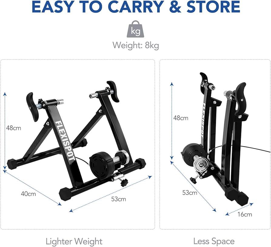 FlexiSpot Bicycle Roller Trainer Bicycle Exercise Bike Steel Exercise Bike Magnetic Stand with Noise Reduction Wheel